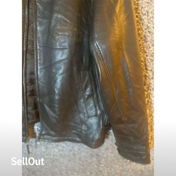 Roundtree & Yorke Men's Black Leather Bomber Jacket XLT Big & Tall - Picture 4 of 12